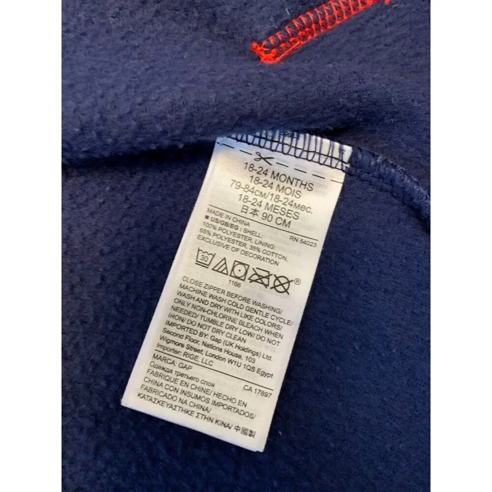 Baby Gap Hoodie Toddler 18-24M Fleece Spell Out Colorblock Zip Up